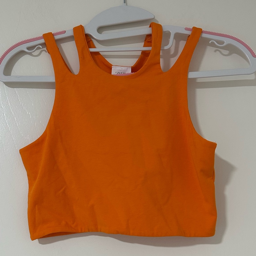 Zara Kids Orange Crop Tank Top